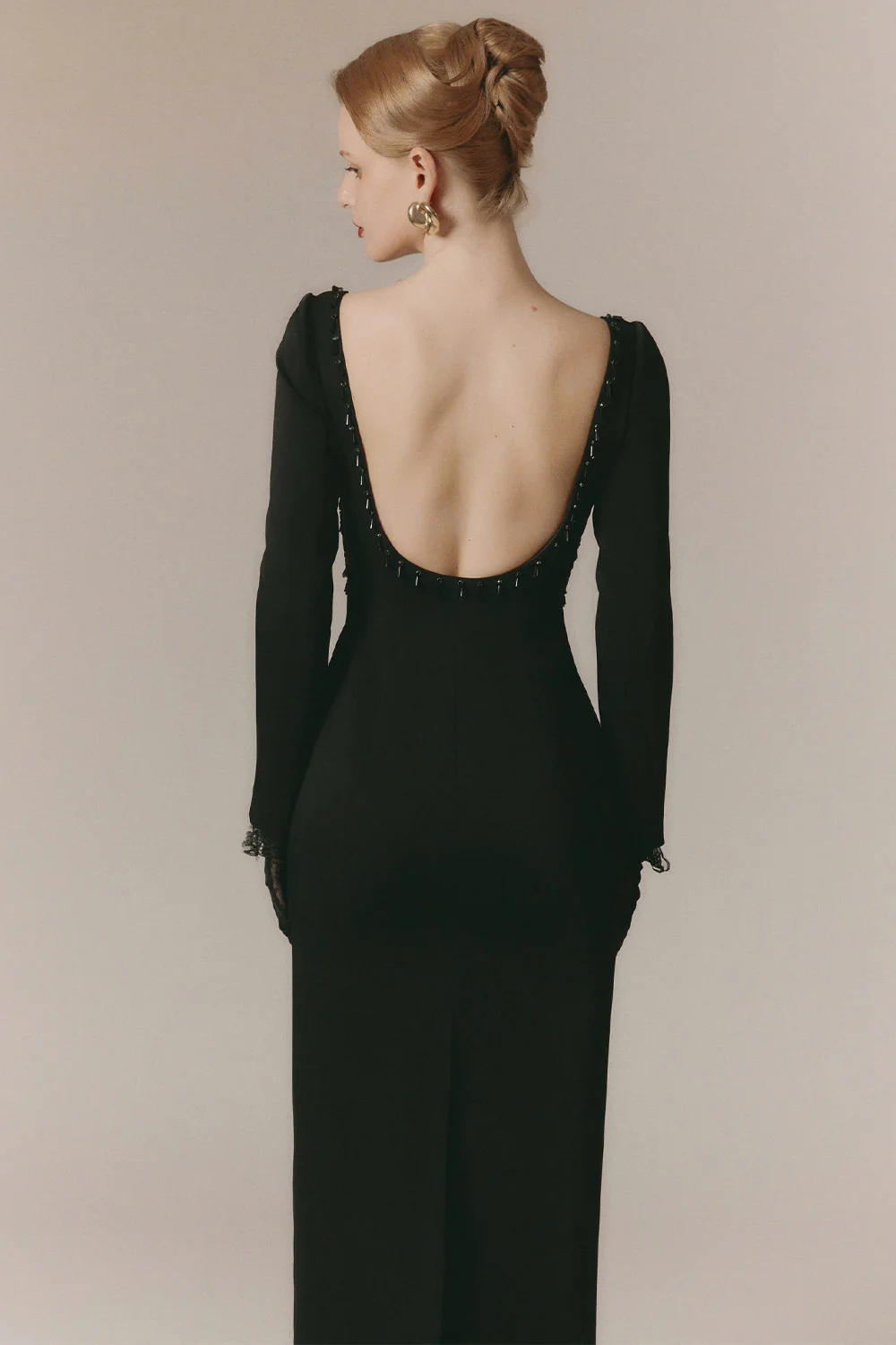 Starlight Sheath Back Slit Poly Silk Ankle Length Dress