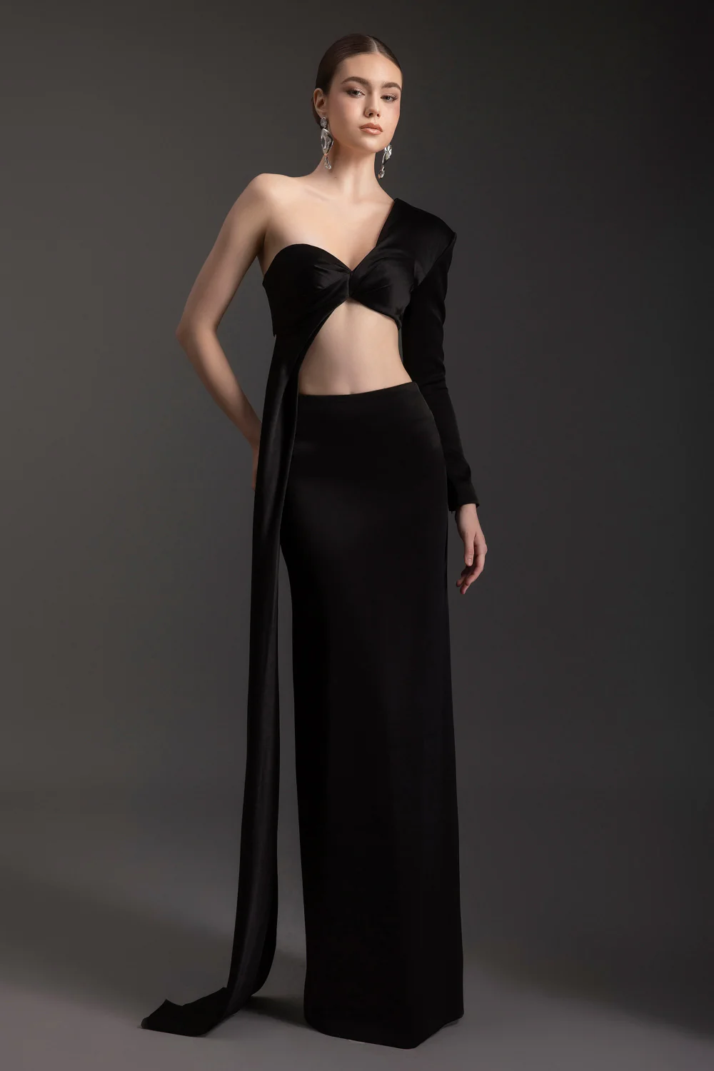 Evie One Shoulder Satin Set