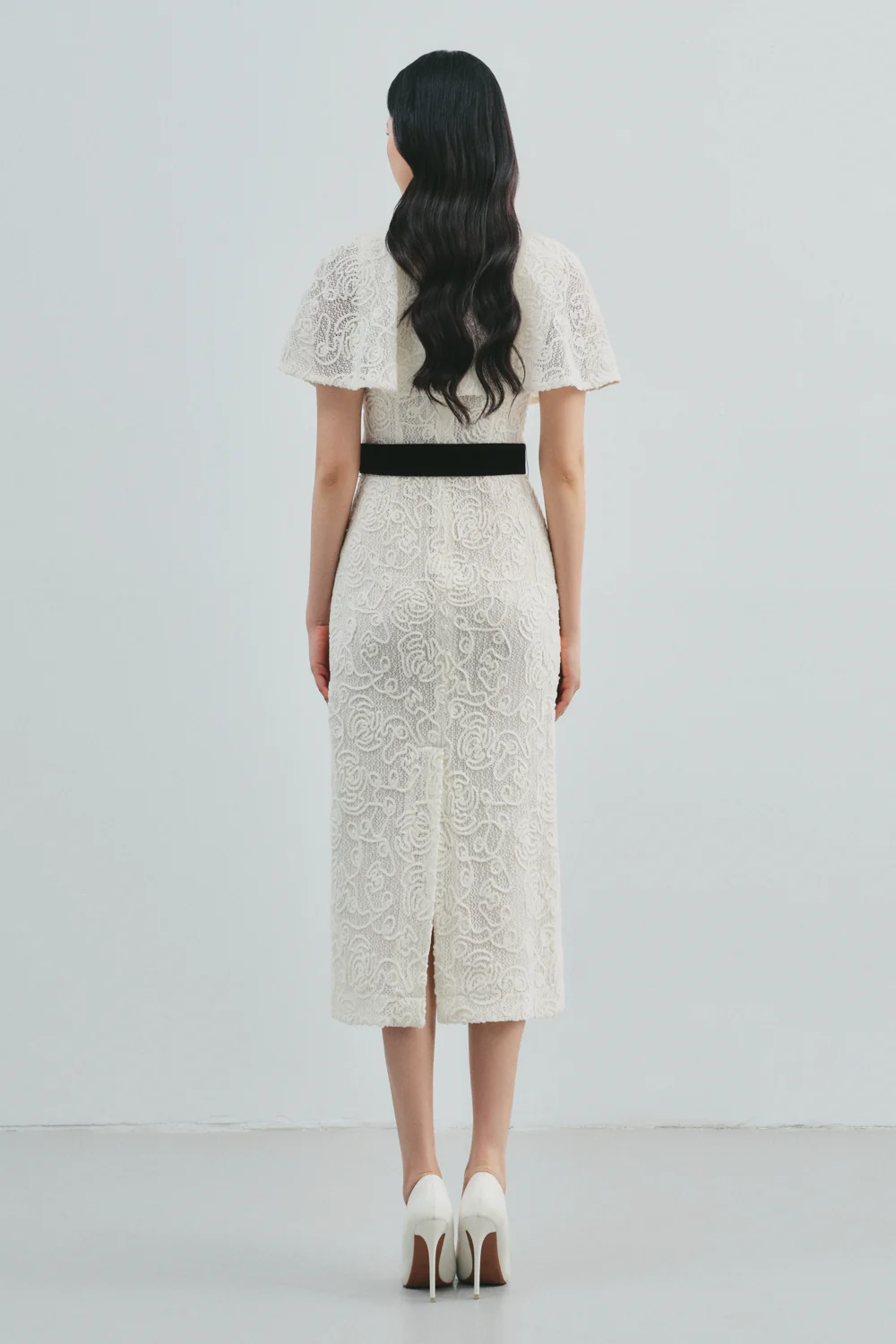 Ophira Cape Sleeve Button Midi Dress