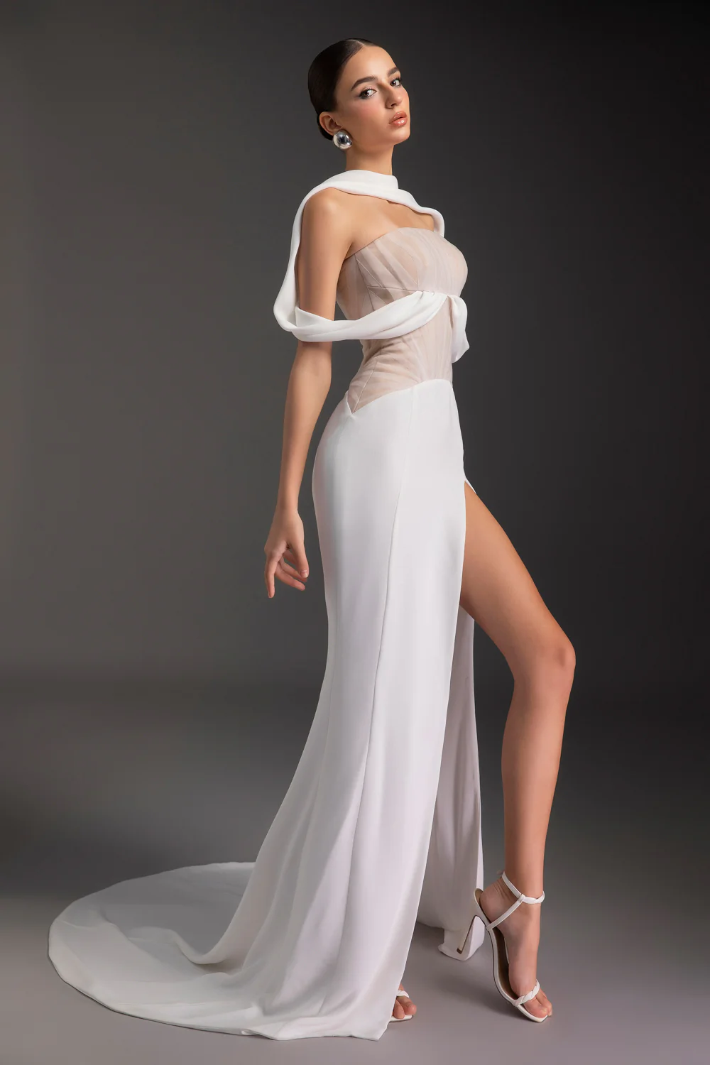 Sunset Scarf Neck Draped Maxi Dress