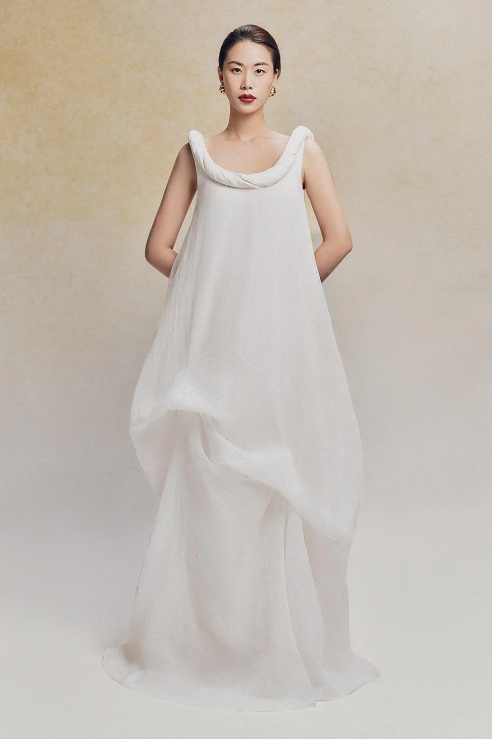 Uyen Thy Cocoon Sleeveless Floss Maxi Dress