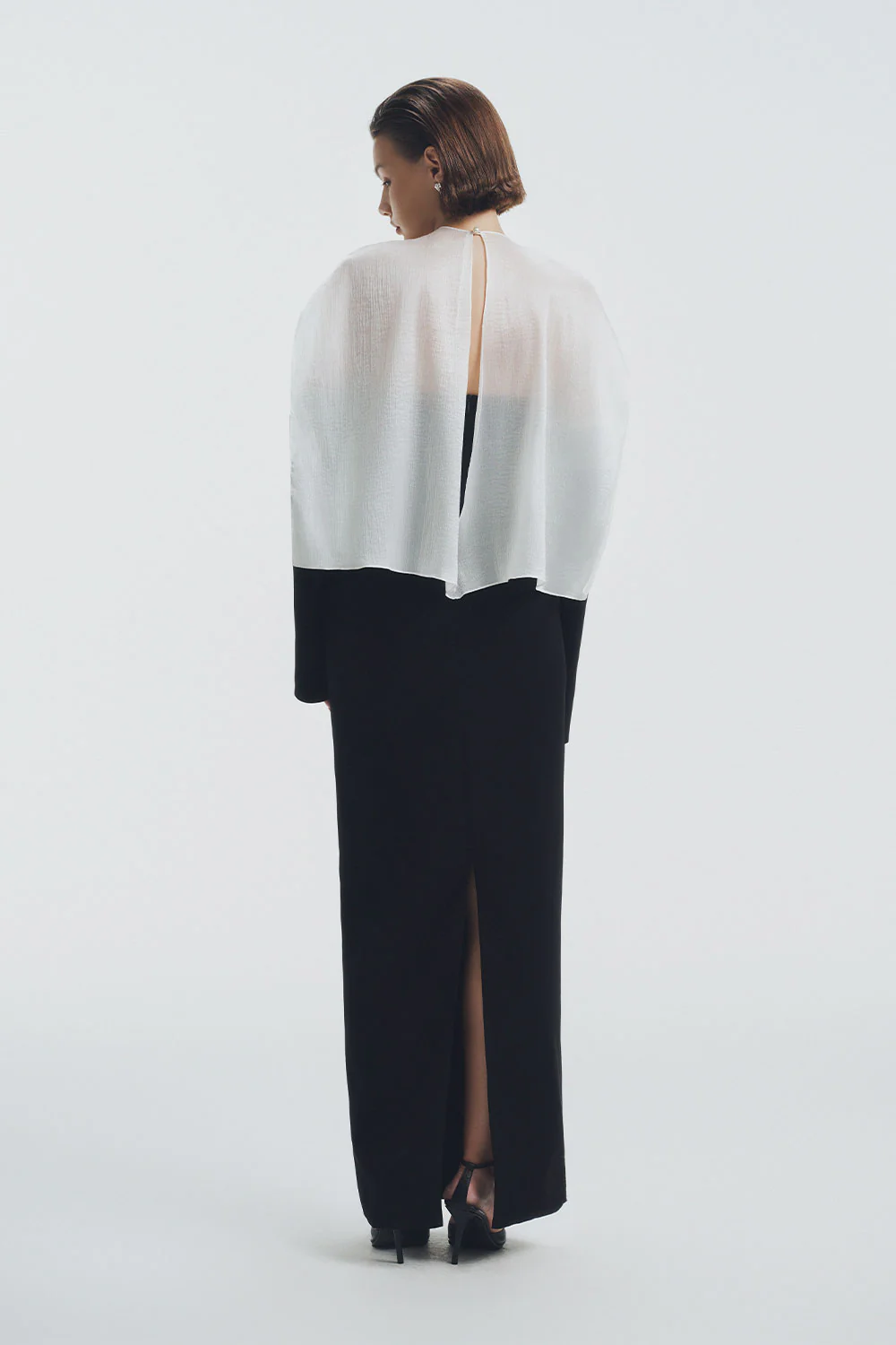 Mysty Straight Cape Shoulder Polycotton Ankle Length Dress