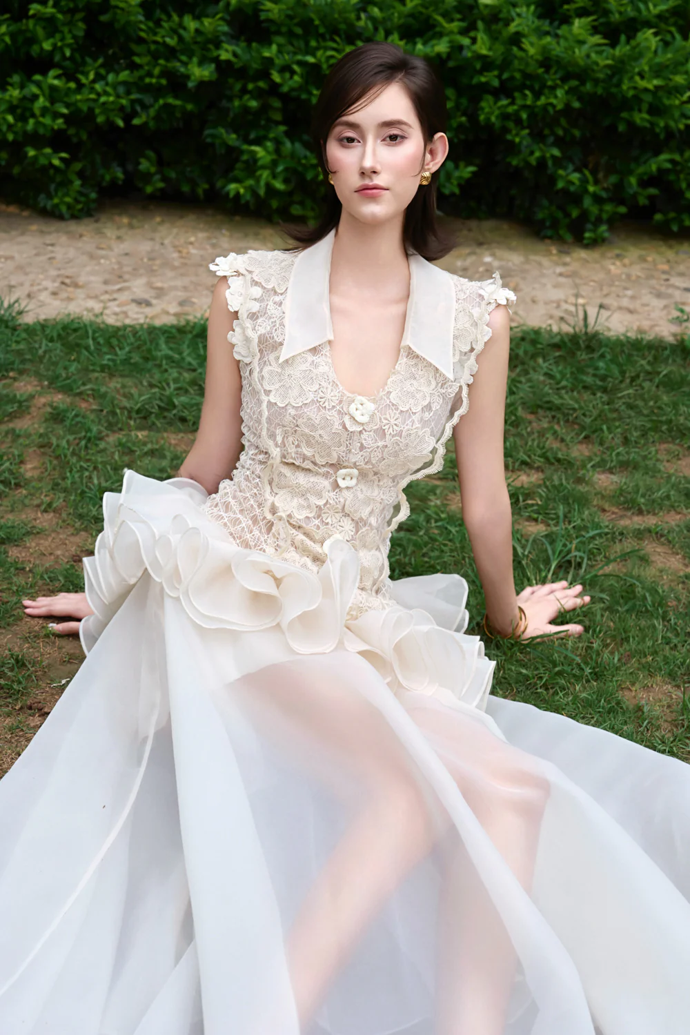 Celeste Peplum Applique Maxi Dress