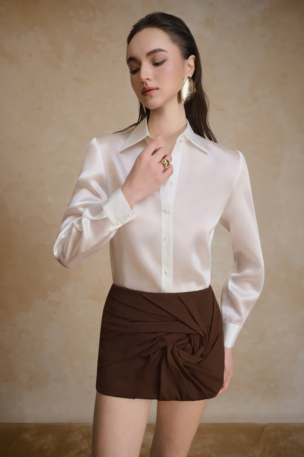 Scarlet Cuff Sleeve Organza Shirt