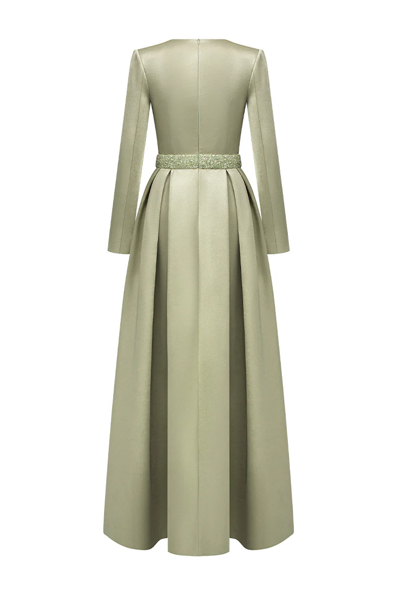 Kinsley Trapeze Neck Draped Maxi Dress