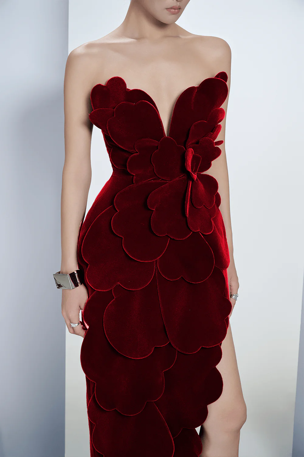 Velour Pegged Sleeveless Polyester Maxi Dress