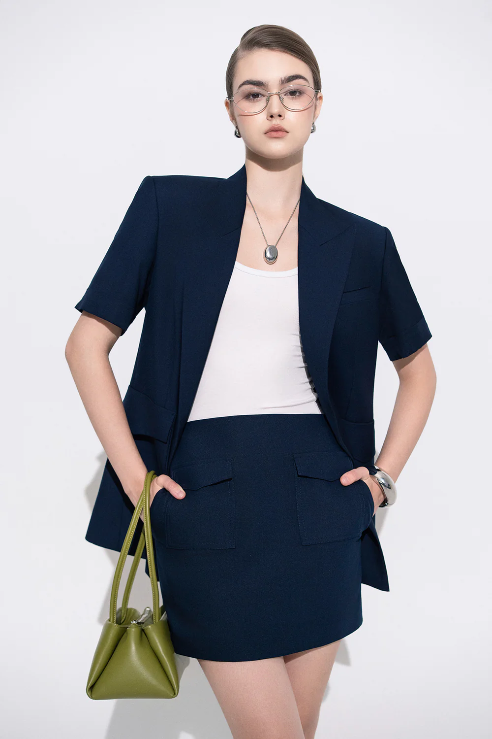 Aroi A-line Side Pocket Twill Mini Skirt