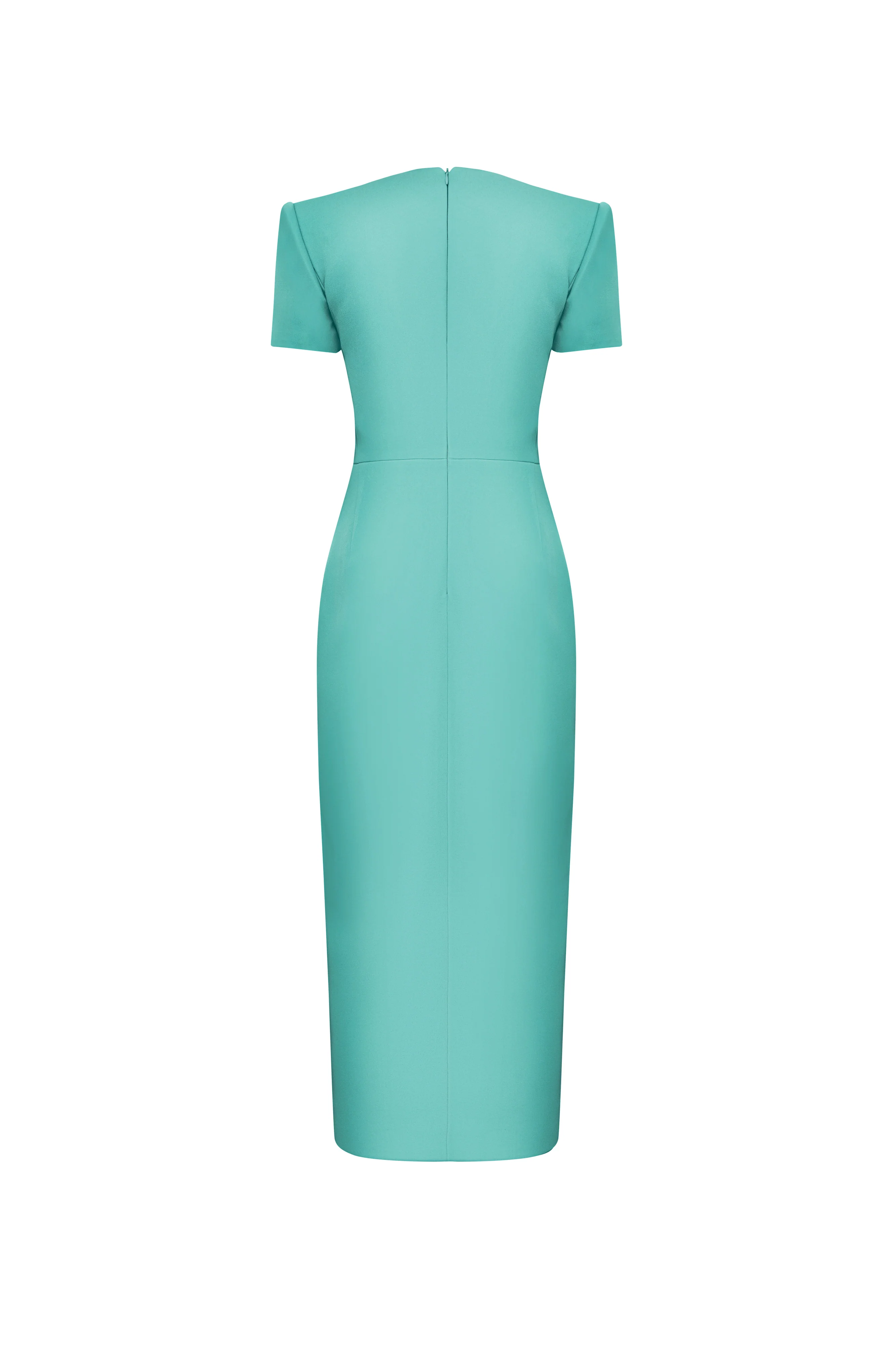 Desaix Sheath Front Slit Silk Crepe Midi Dress