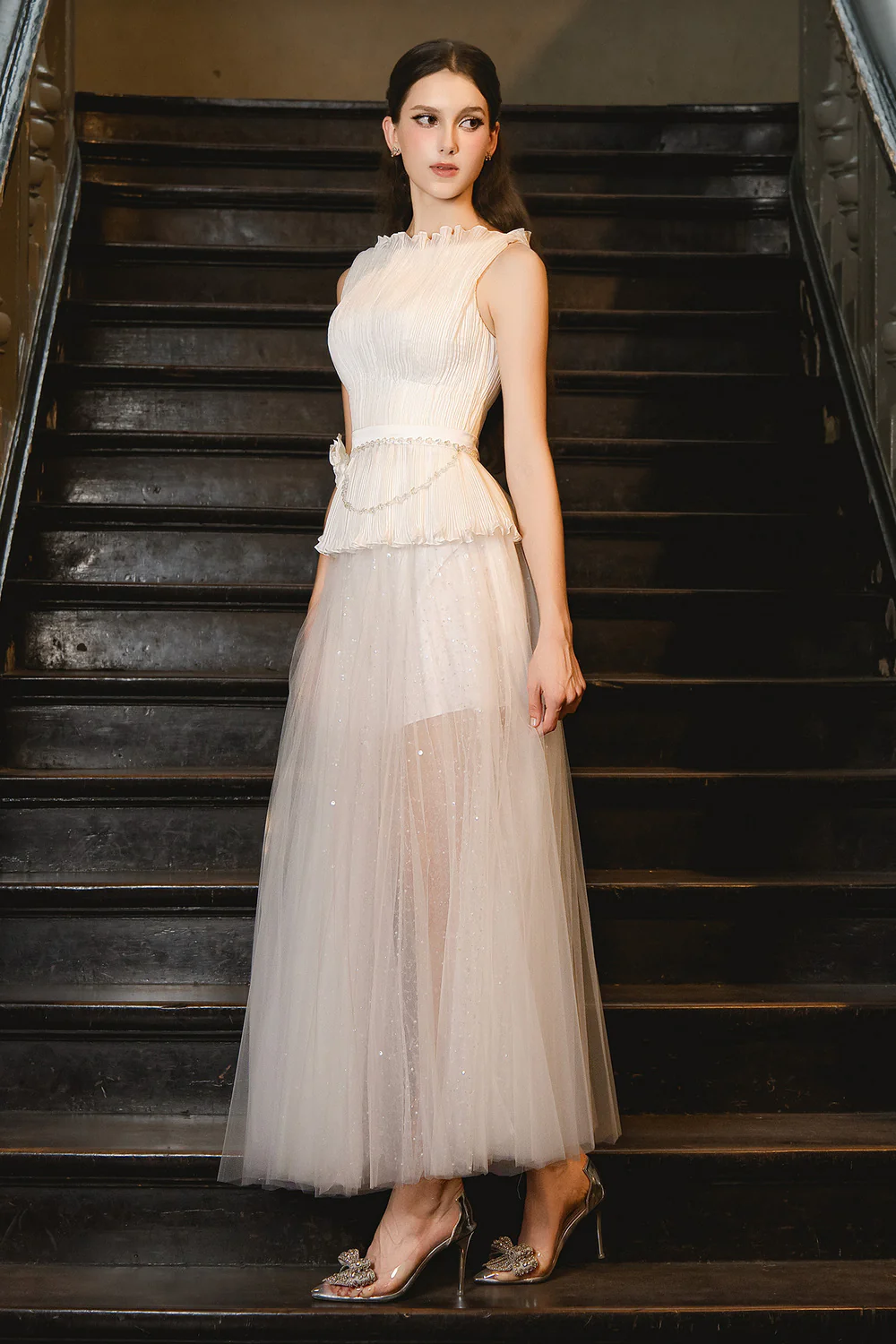 Lincol A-line See-Through Mesh Maxi Skirt