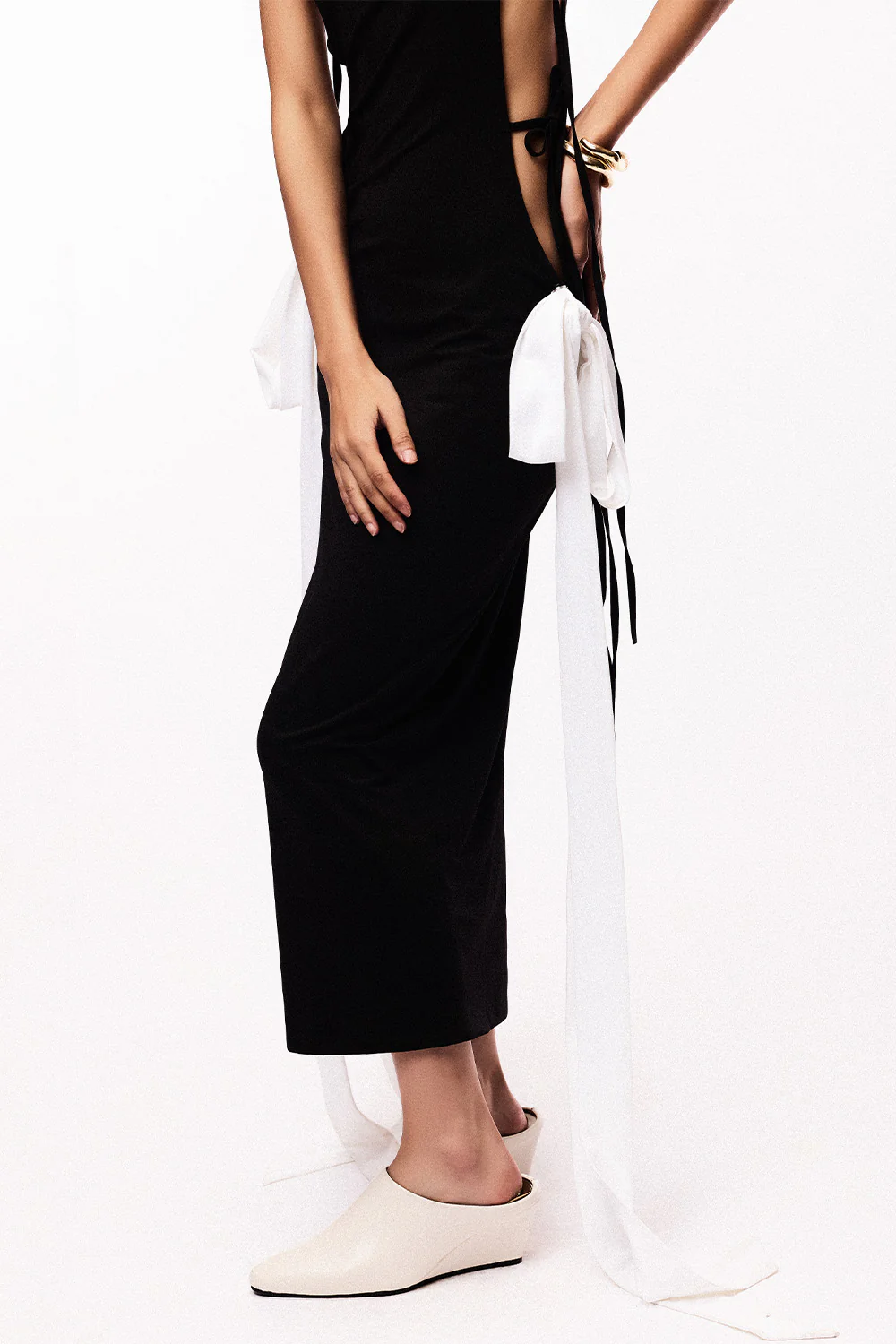 Koma Sheath Tie String Cotton Spandex Midi Dress