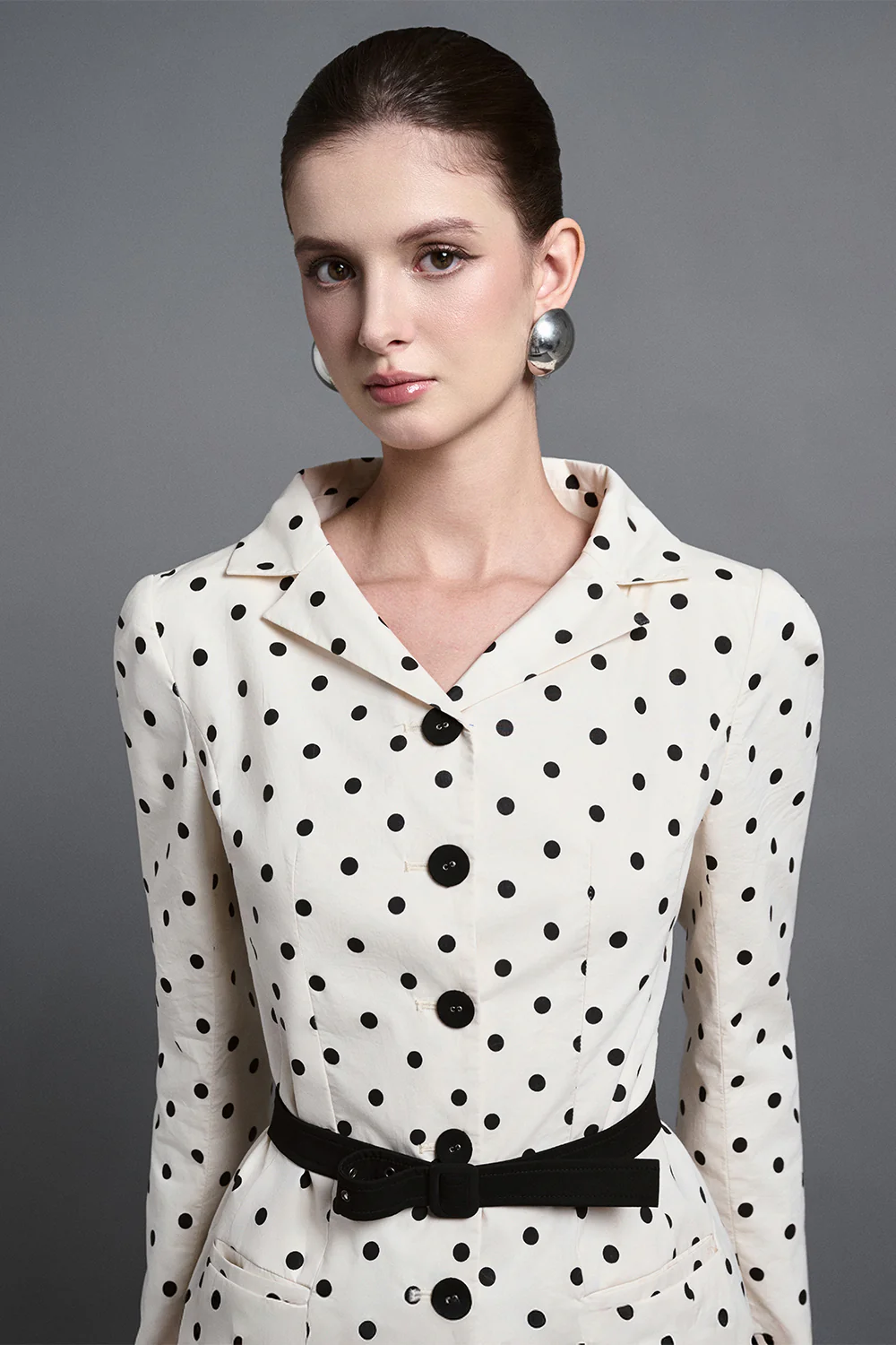 Rhea Peplum V-Neck Silk Cotton Blend Jacket