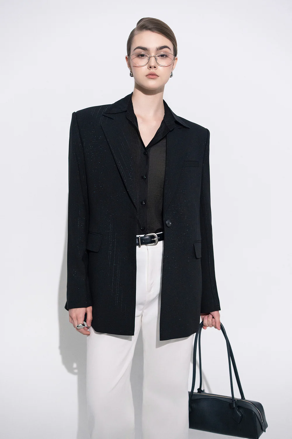 Leslie Straight Notch Lapel Twill Blazer