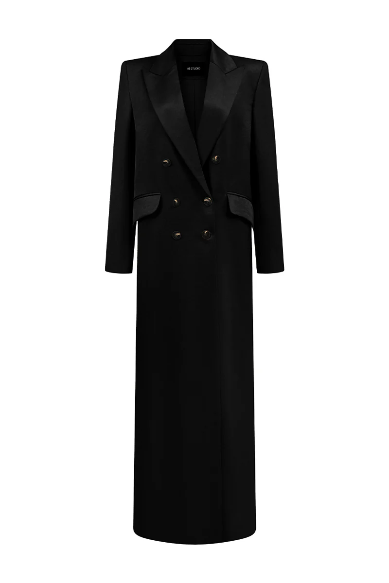 Yara Notched Taffeta Trench Coat