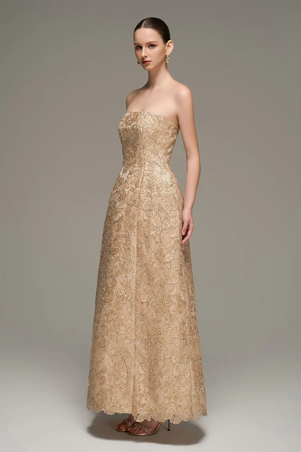 Paulina Straight Across Lace Maxi Dress