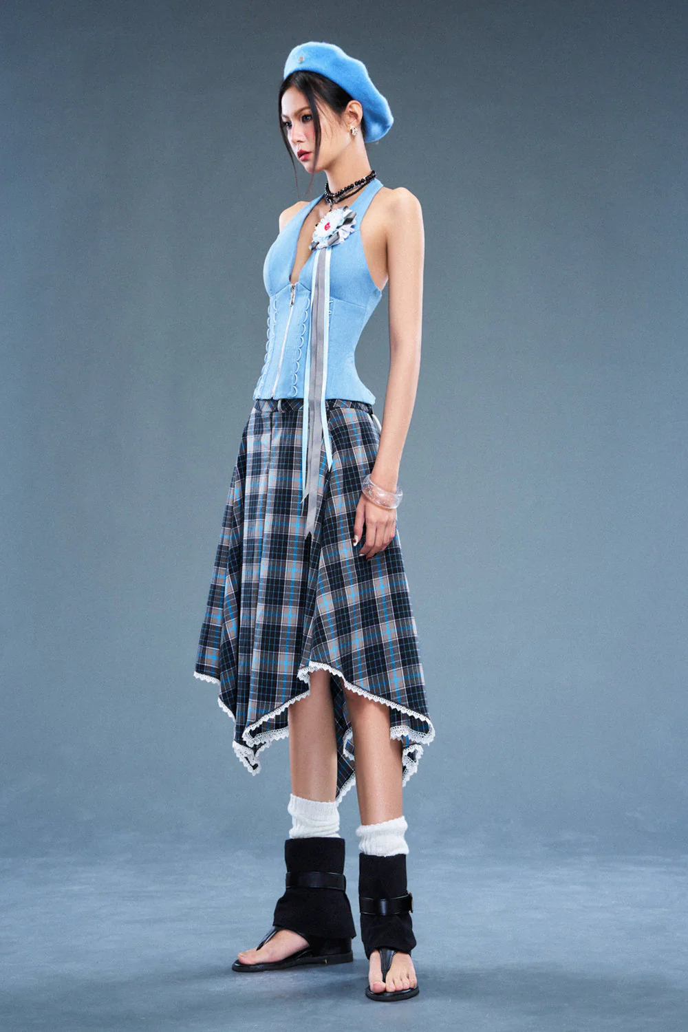 Gambit Halter Neck Denim Top
