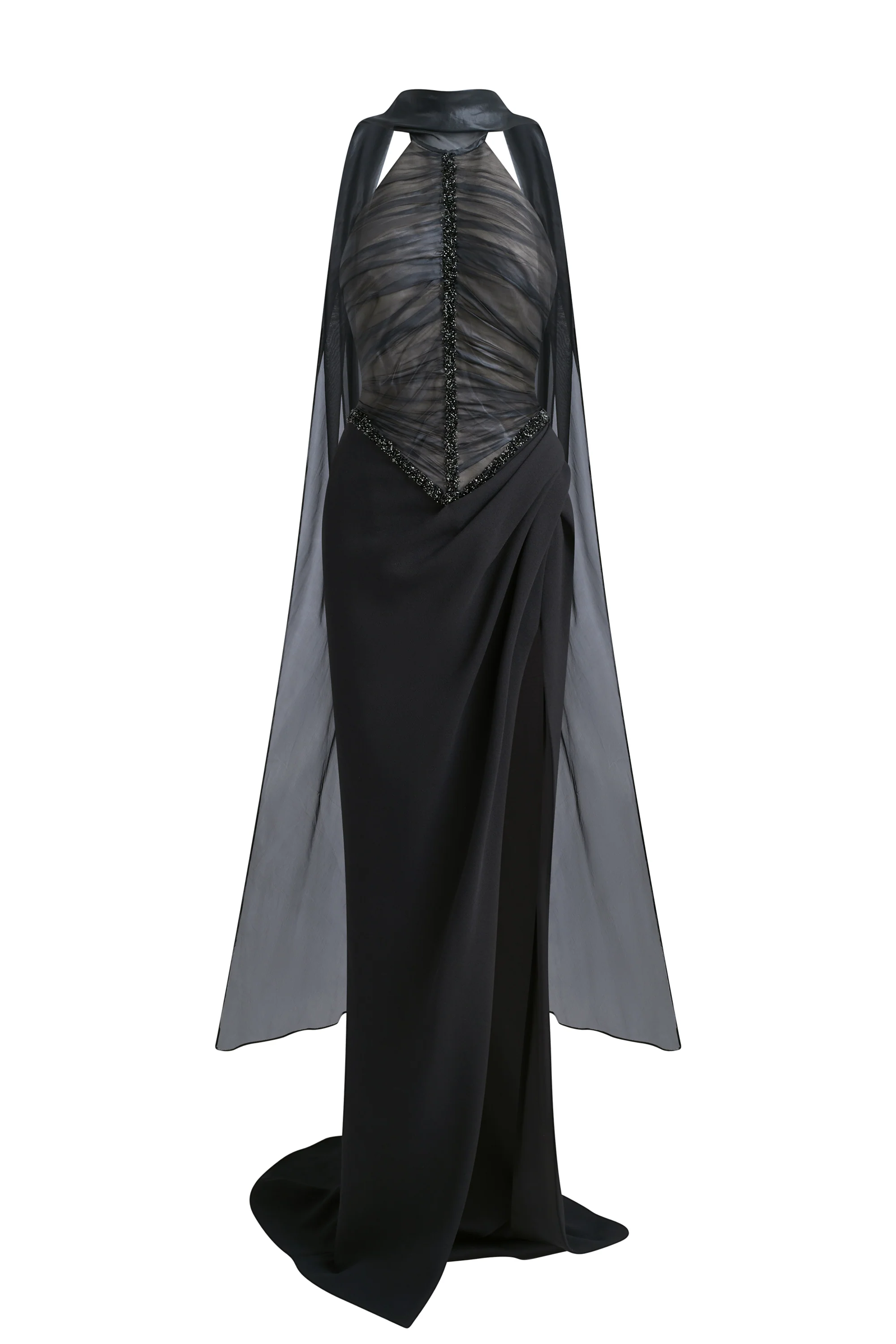 Marleigh Scarf Neck Rhinestone Maxi Dress