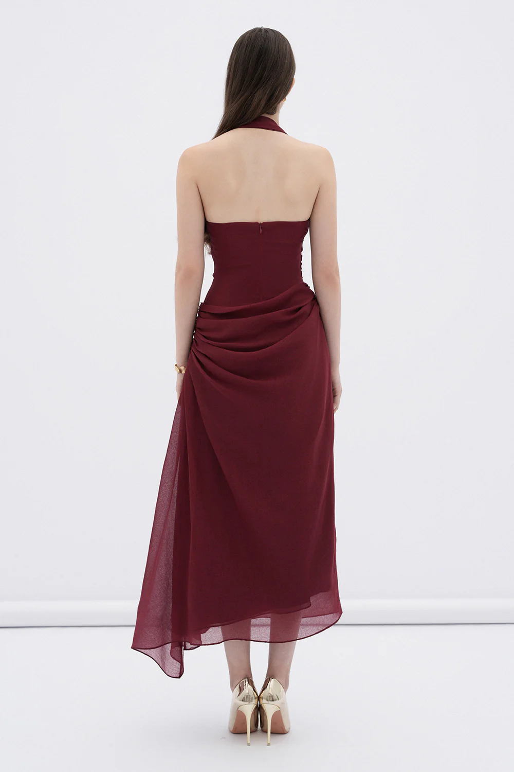 Elowen A-line Halter Neck Linen Midi Dress