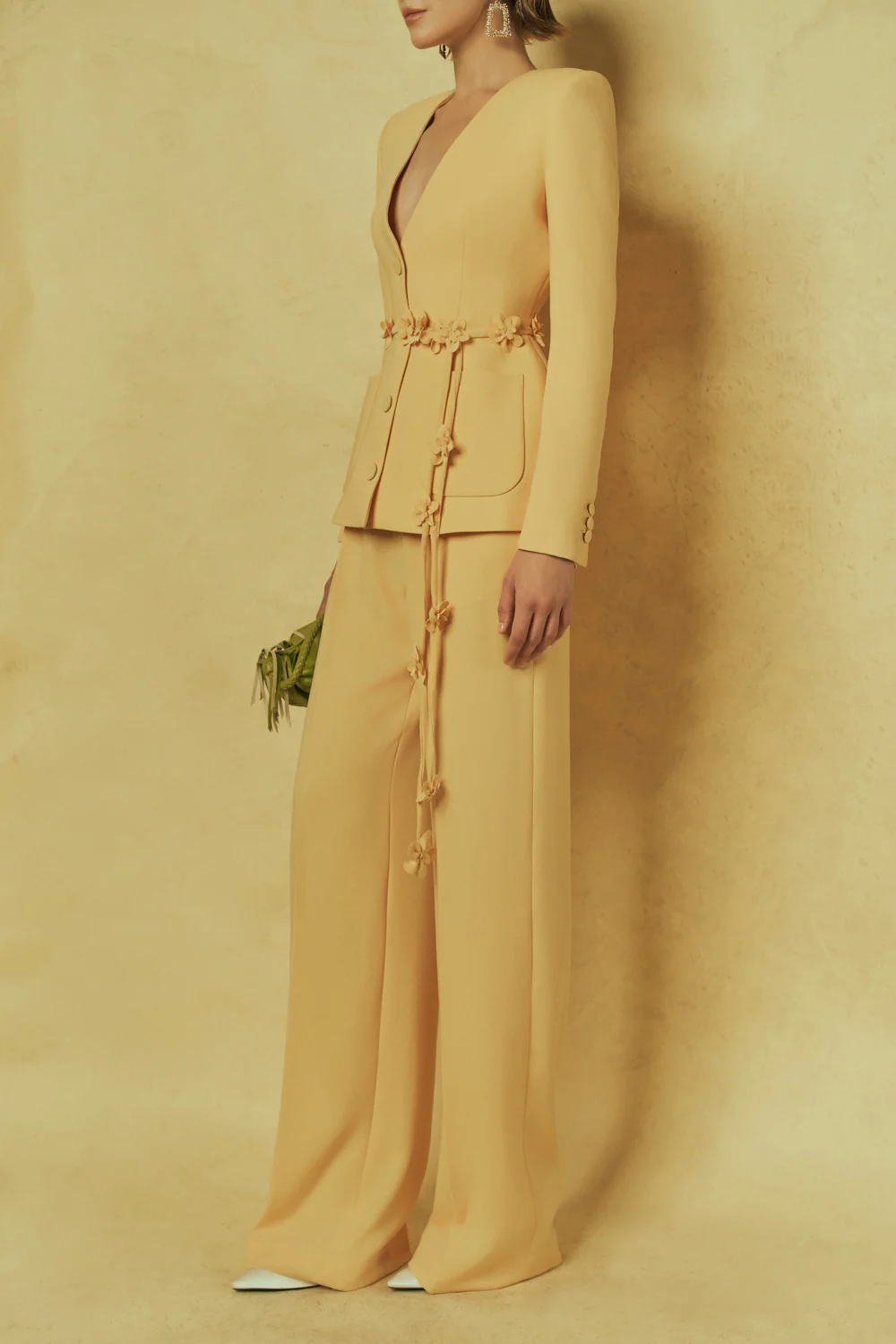 Sunveil Peplum V-Neck Poly Silk Blazer