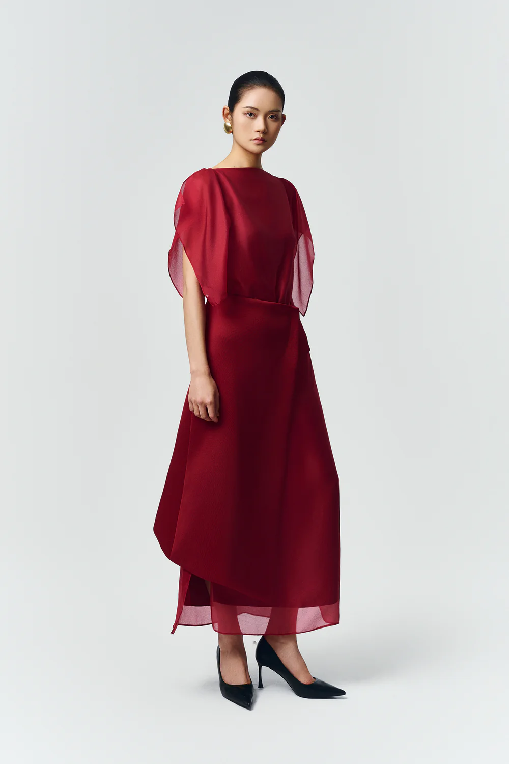 Scarlett Butterfly Sleeve Silk Midi Dress