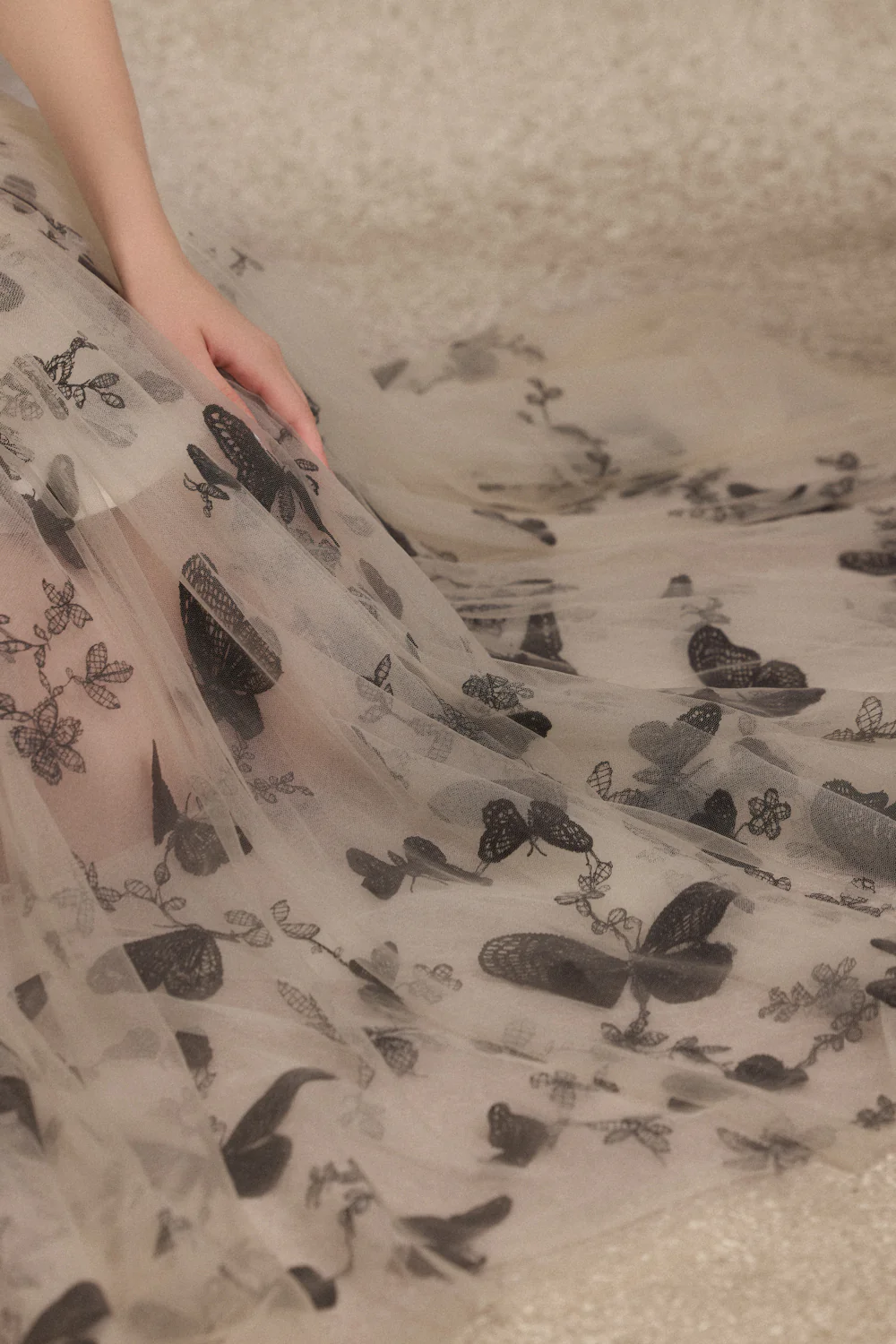 Eliora Crossover Neck Applique Maxi Dress