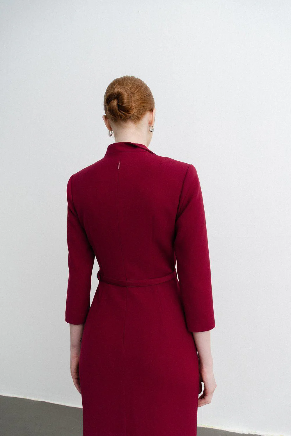 Isabella Pencil Asymmetric Neck Polycotton Midi Dress