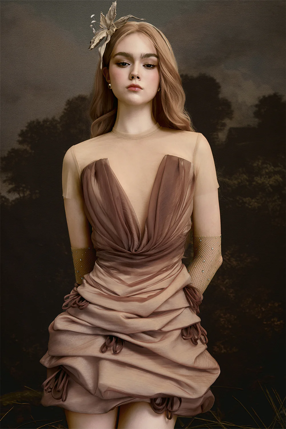 Oriental Lily Cotton Brooch