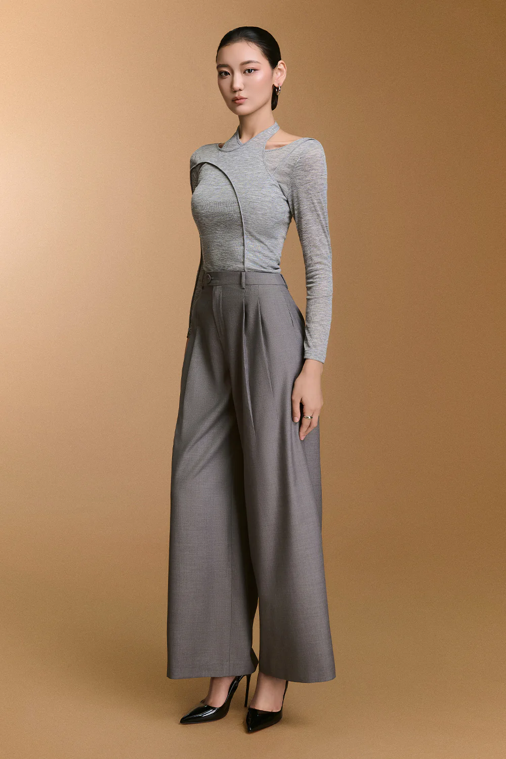 Crimson Straight Pleated Pants