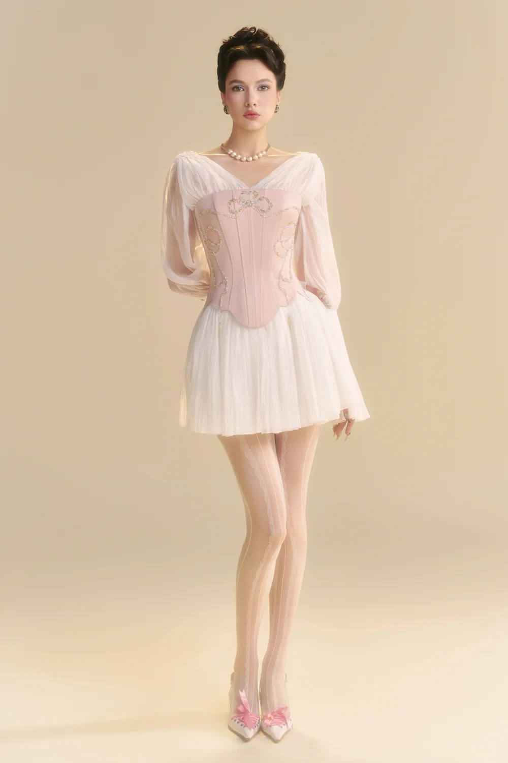 Cyralyn V-Neck Gathering Mini Dress