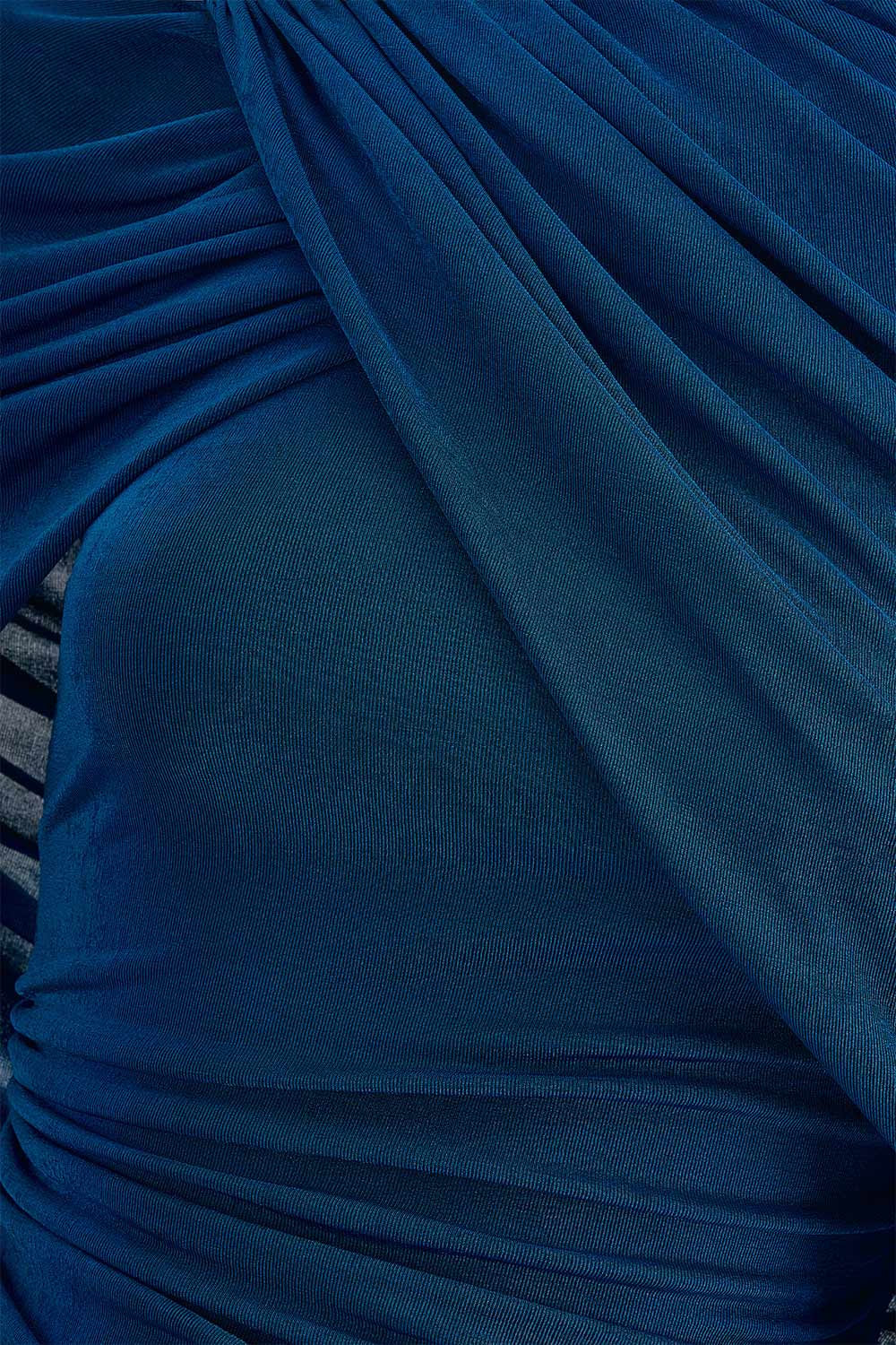 Athena Sheath Cape Shoulder Elastic Cotton Maxi Dress