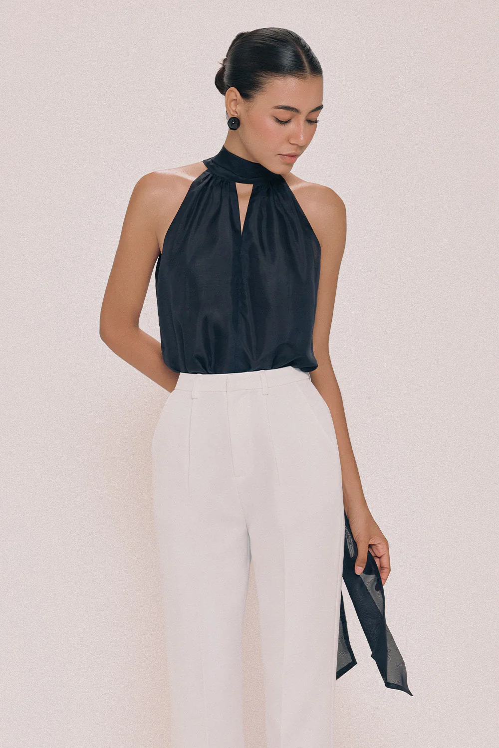 Bobby Straight Scarf Neck Chiffon Top