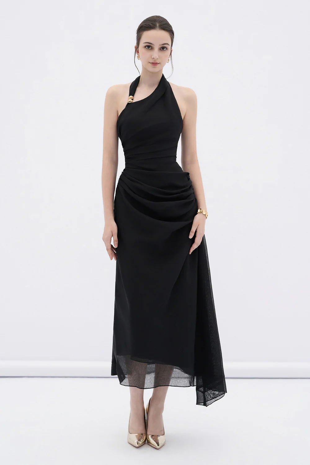 Elowen A-line Halter Neck Linen Midi Dress