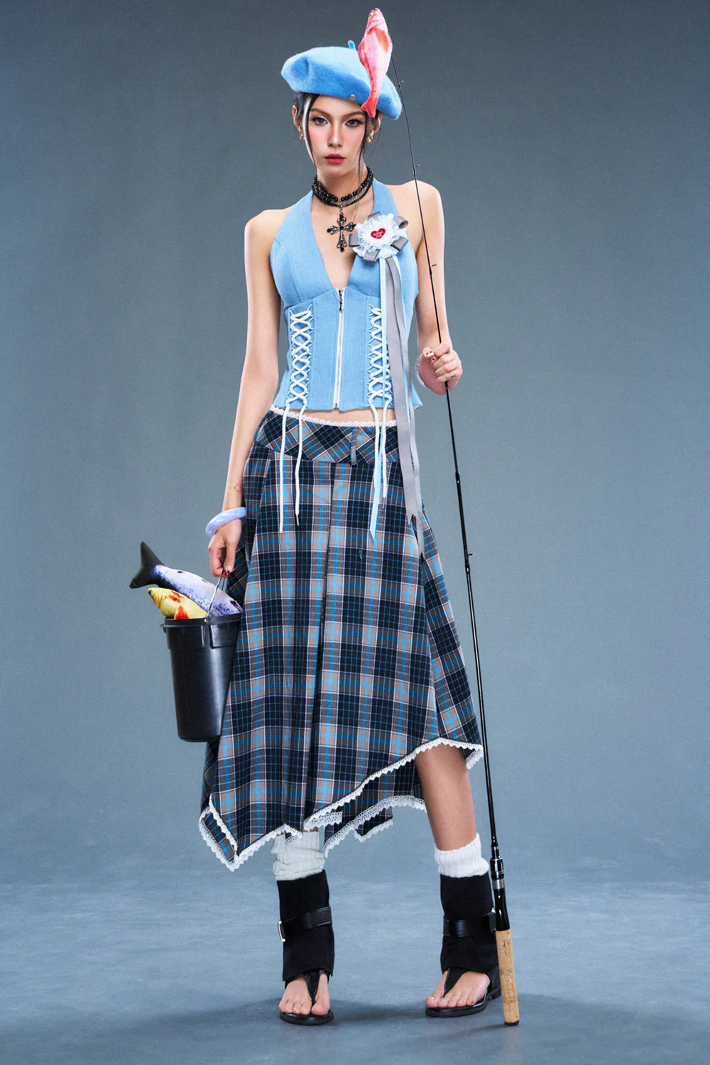 Gambit Halter Neck Denim Top