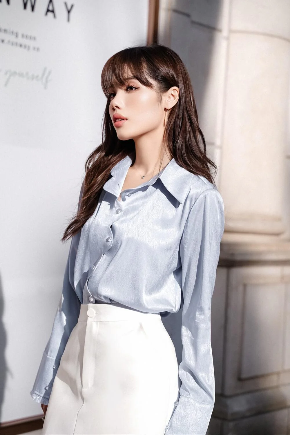 Evelyn Straight Long Sleeved Surah Silk Shirt