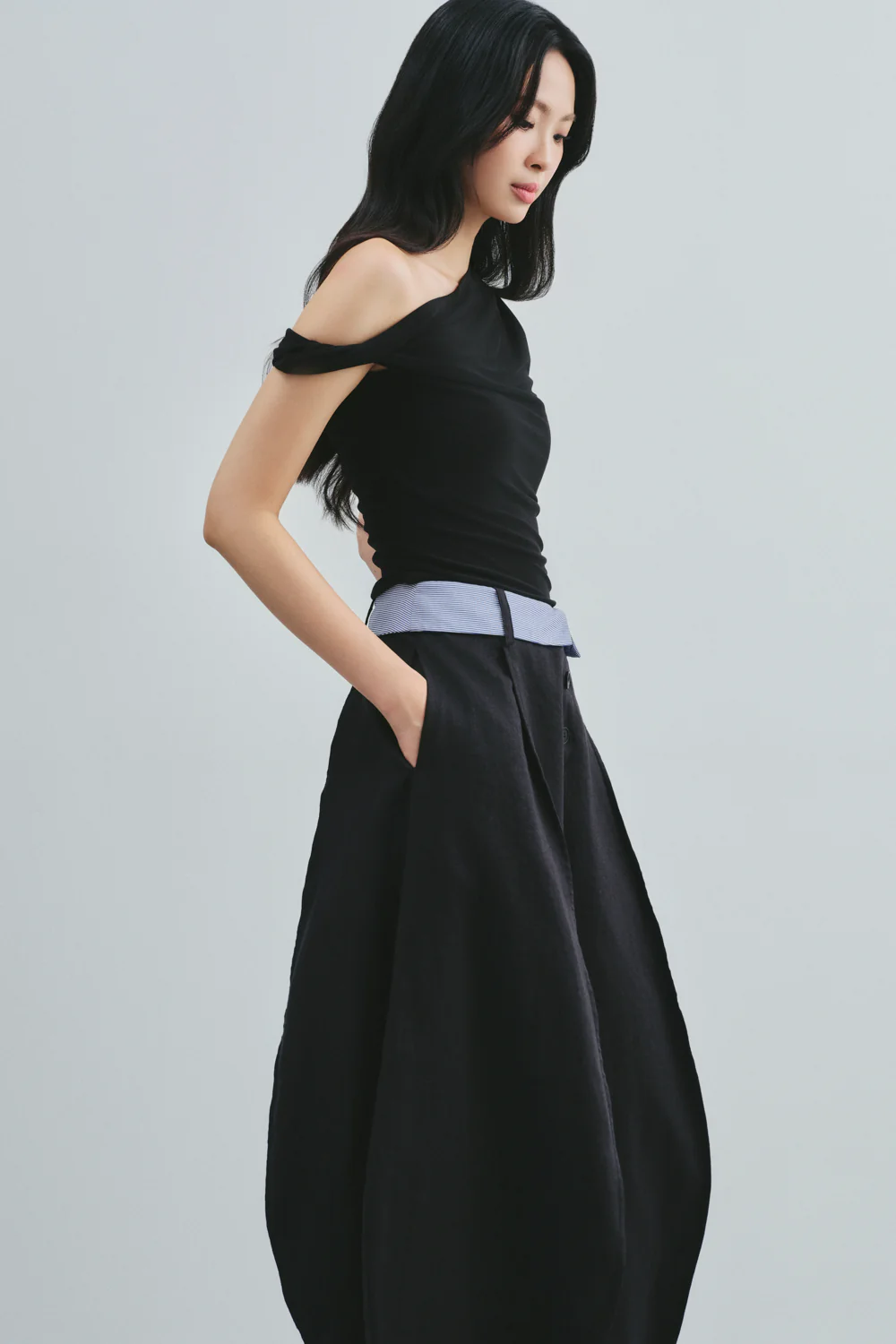 Athena Asymmetric Neck Draped Top