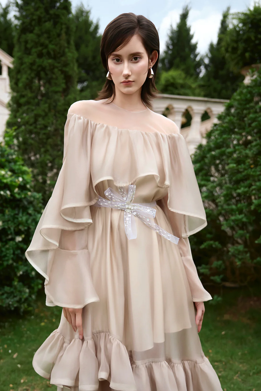 Gemma Illusion Ruffle Maxi Dress