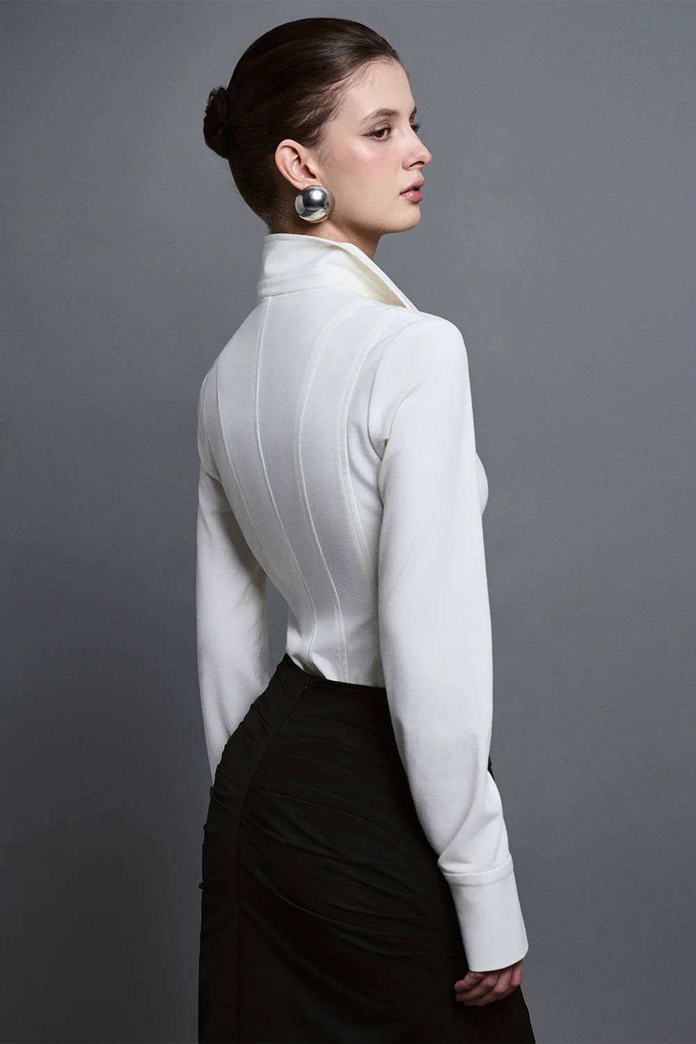 Seren Bodycon Collared Neck Crepe Shirt