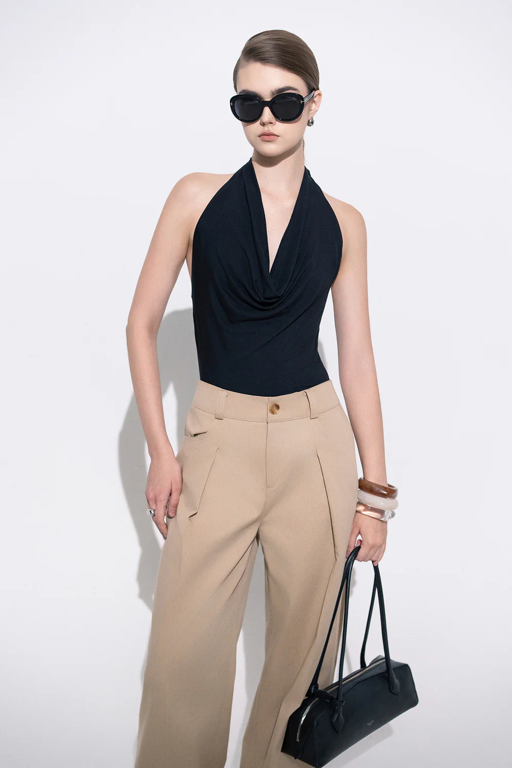 Darlin Straight Pleated Khaki Ankle Length Pants
