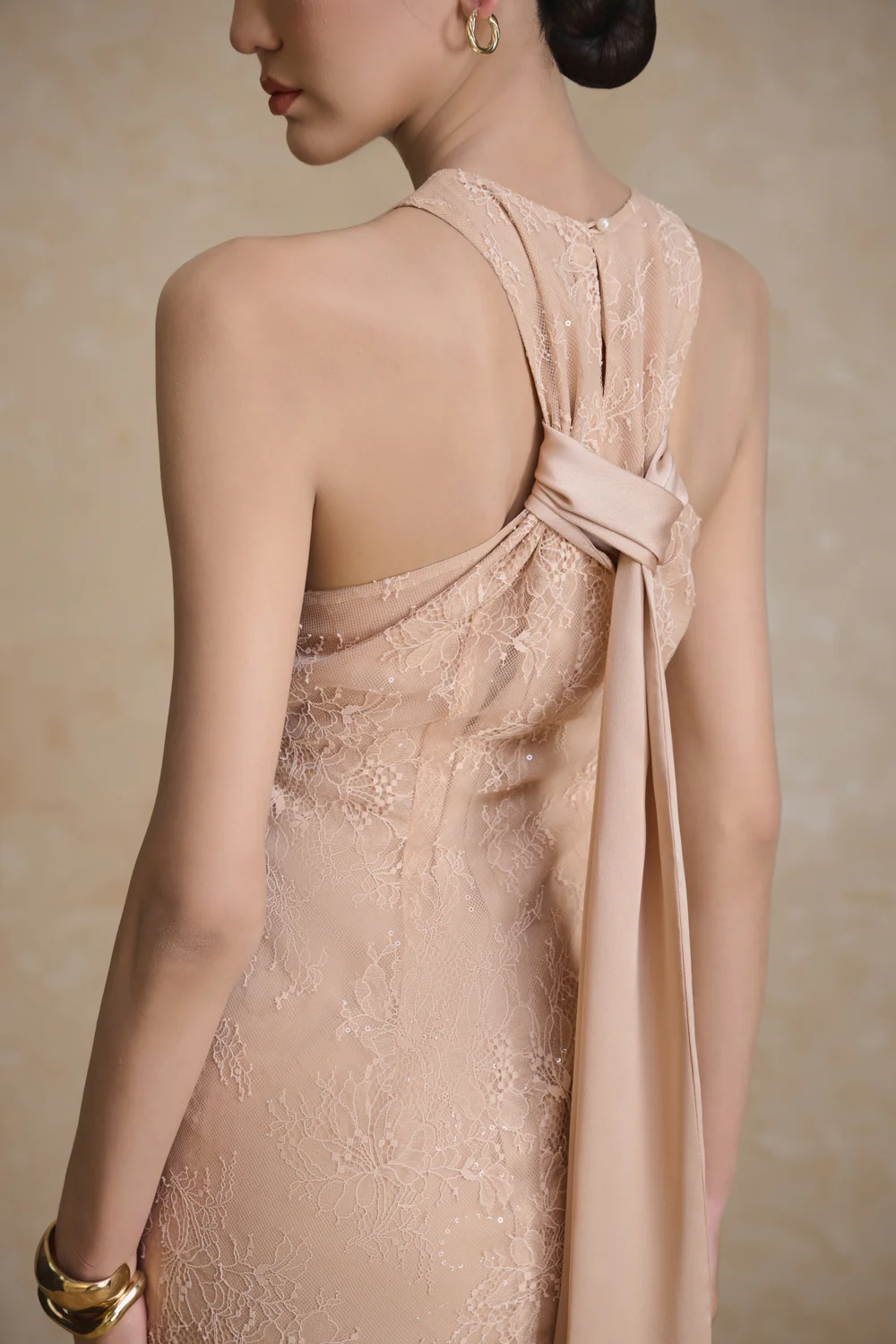 Gem Halter Lace Maxi Dress