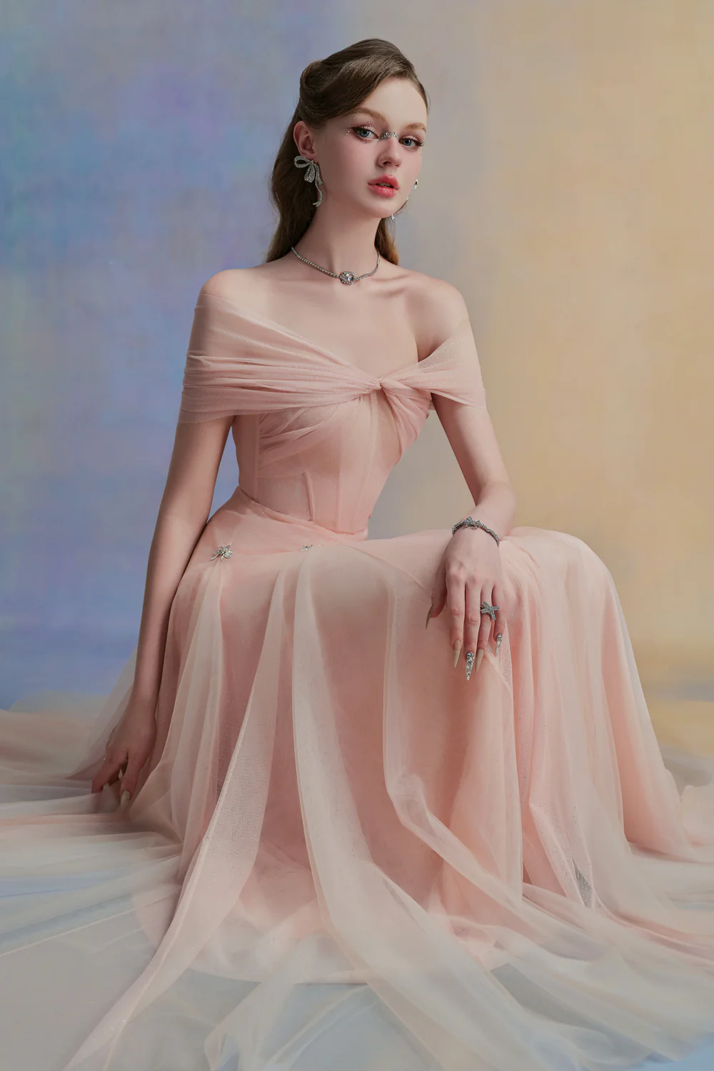 Iriséa A-line Corset Waist Tulle Ankle Length Dress