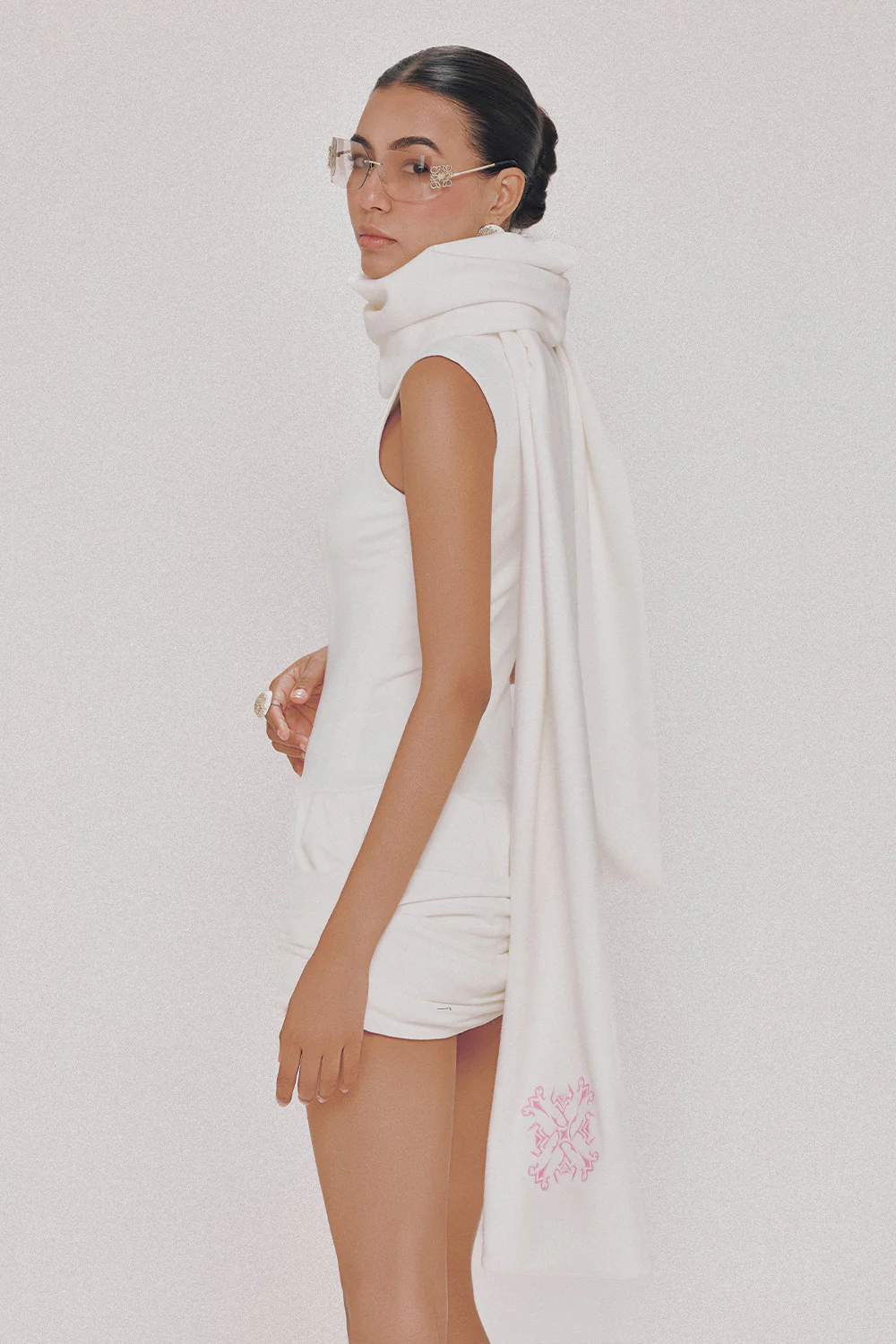 Snow Bodycon Mock Neck Cotton Mini Dress