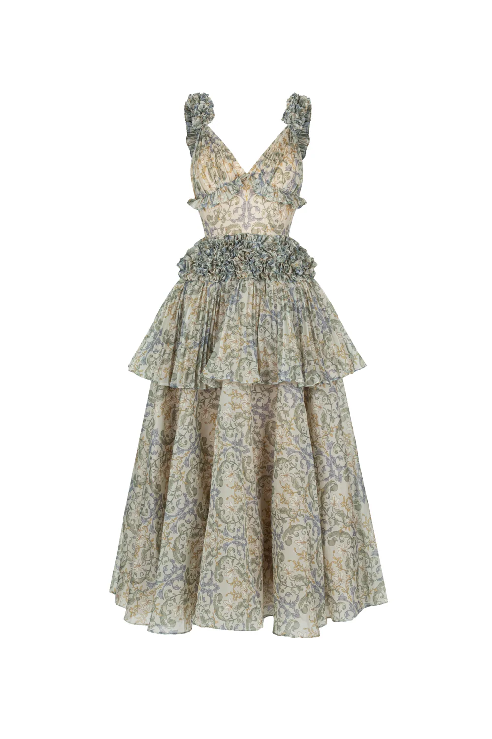 Velezia V-Neck Pleated Midi Dress