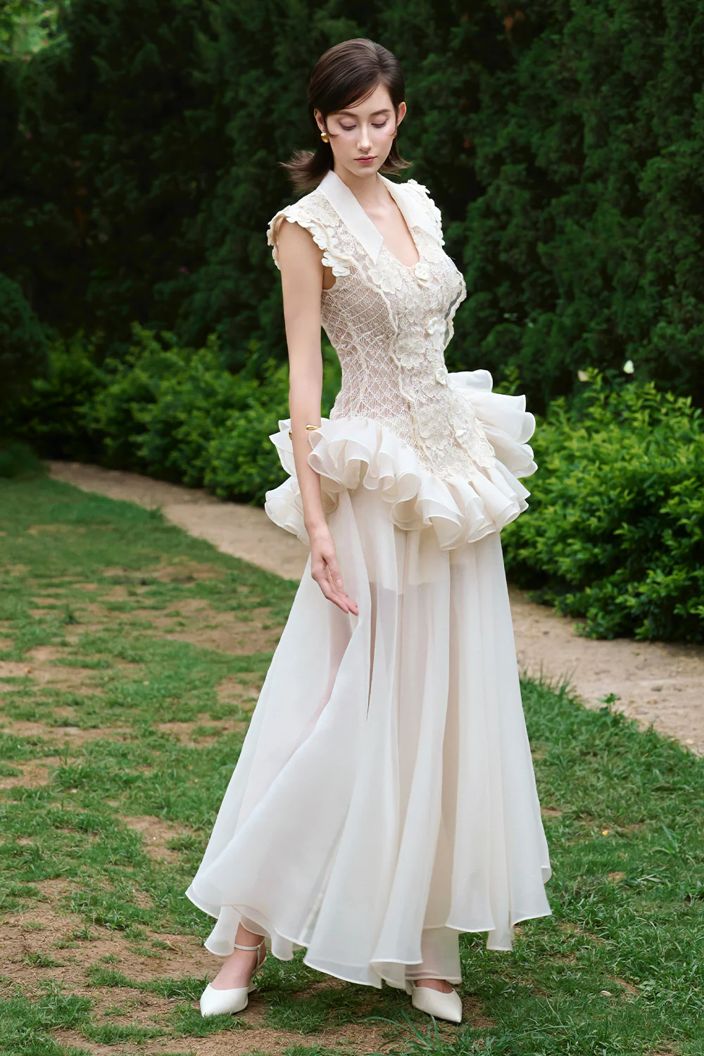 Celeste Peplum Applique Maxi Dress