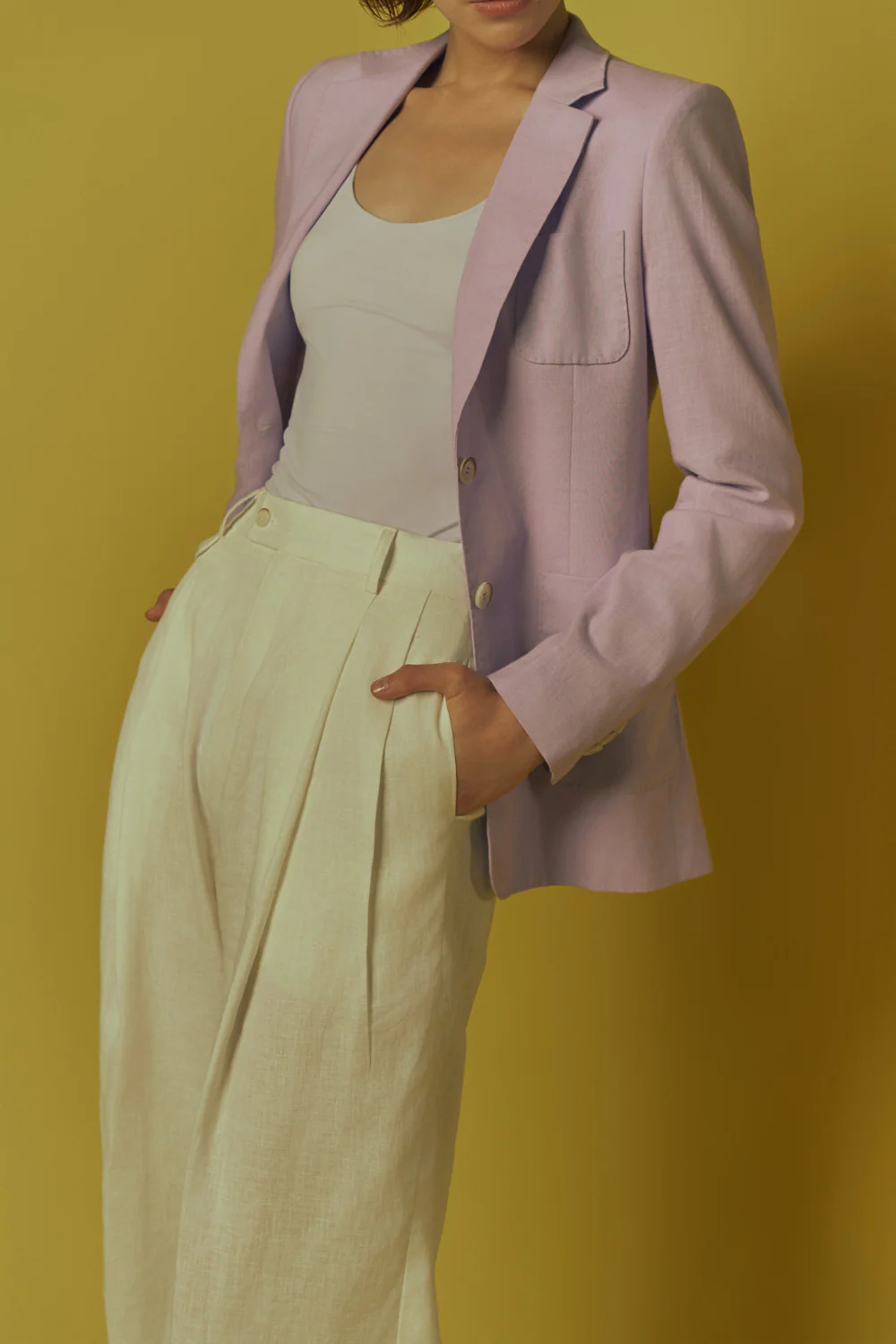 Ély Straight Patch Pocket Linen Blazer