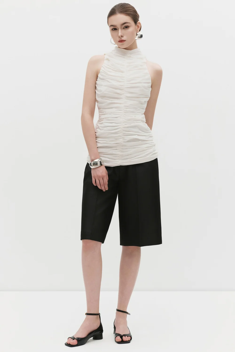 Isolde Blouse High Neck Gathering Top