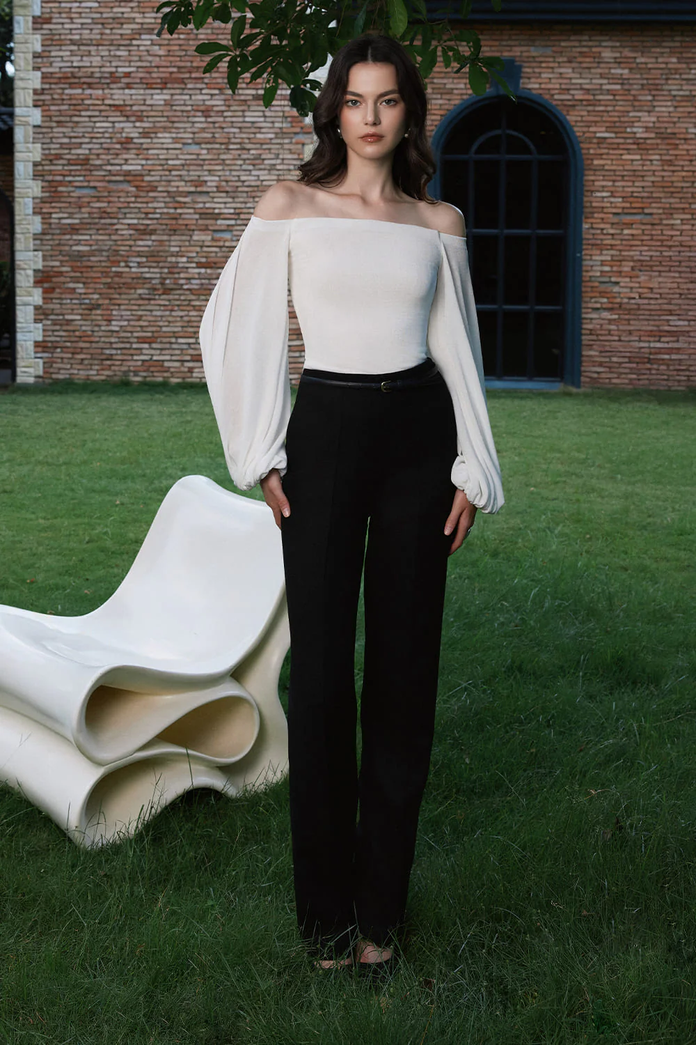 Tiny Bodycon Bishop Sleeved Cotton Spandex Top