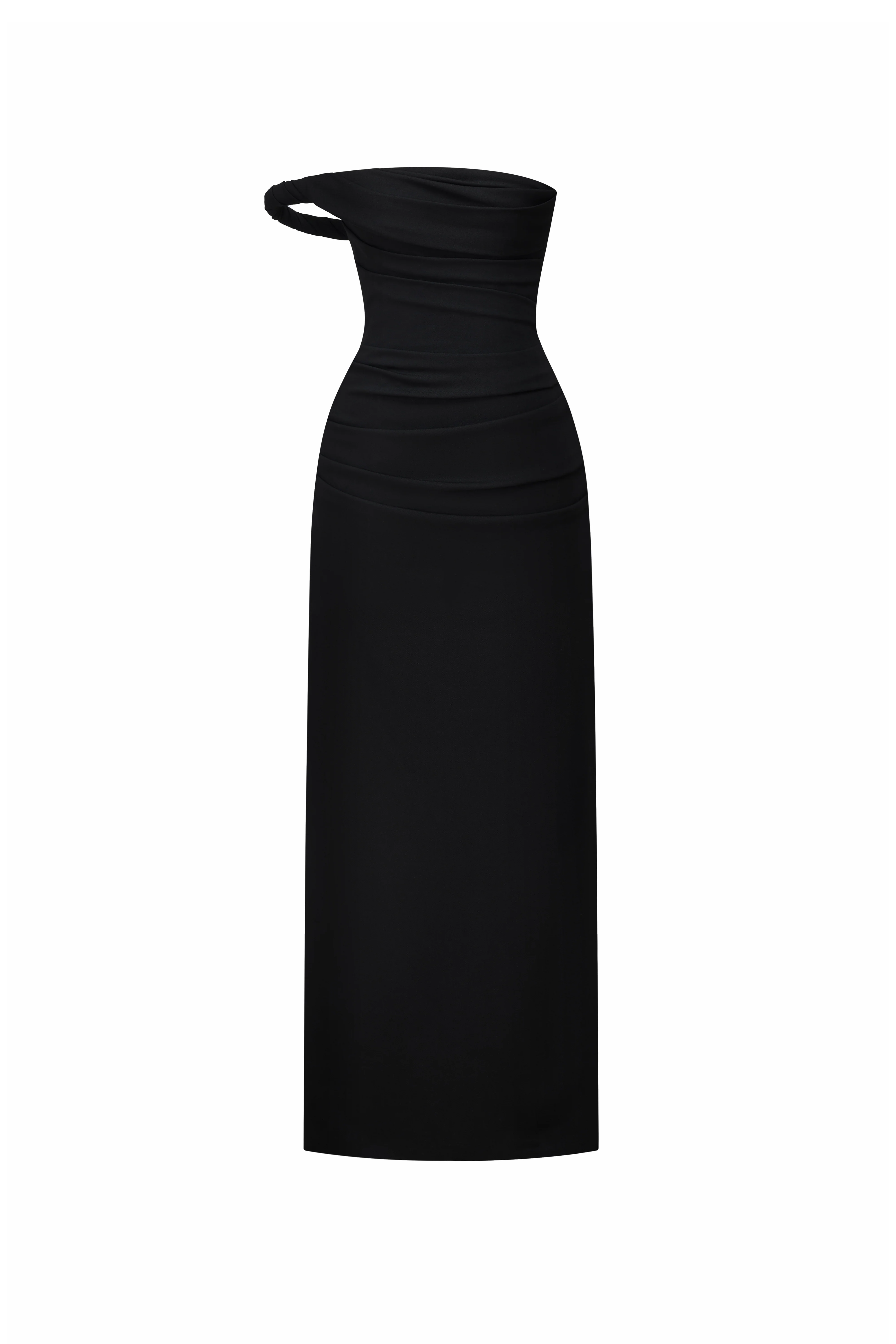 Victoria Straight Across Neck Draped Midi Dress
