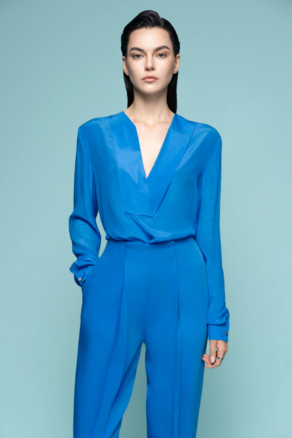 Rouen Straight Tapered Silk Crepe Maxi Pants