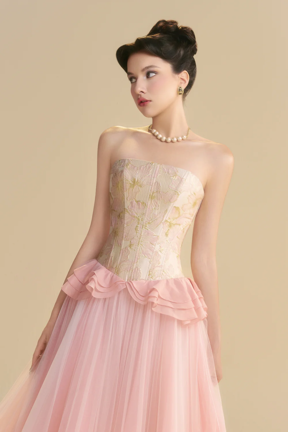 Floriade Straight Across Neck Ruffle Maxi Dress