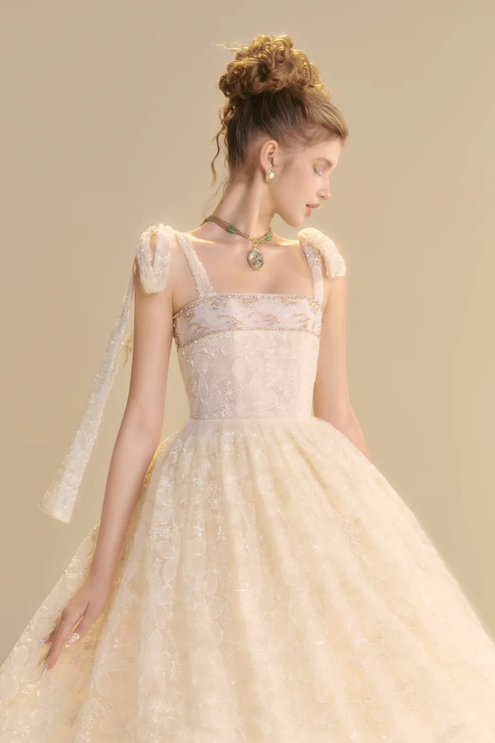 Ravelle Square Neck Bead Midi Dress