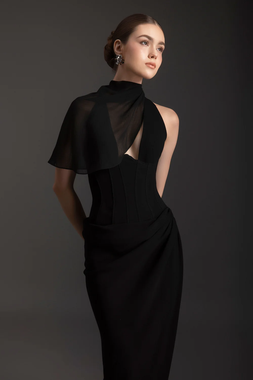 Allure Scarf Crepe Maxi Dress